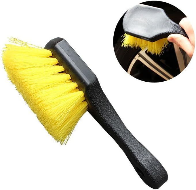 SaferCCTV Tire Cleaning Brush Nylon Bristle Short Handle