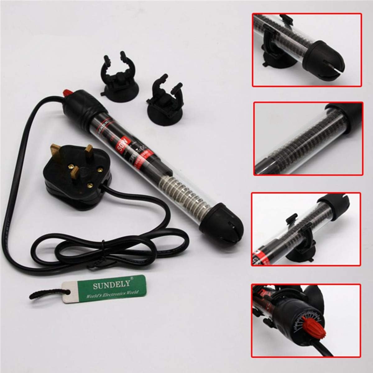 SUNDELY® 50W Mini Aquarium Submersible Fish Tank Adjustable Water Heater Univeral