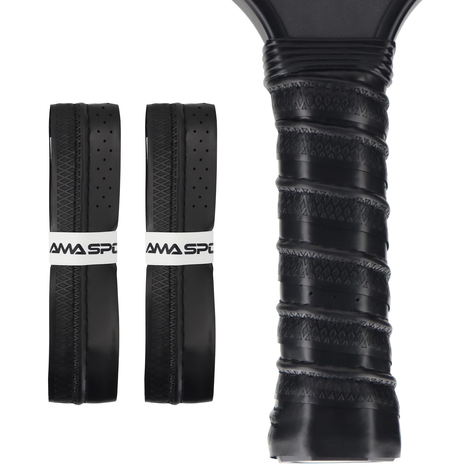 Photo 1 of AMA SPORT Pickleball Paddle Grip Tape 2 Pack Pickleball Overgrip Replacement Grip Wrap for Pickleball Rackets Anti-Slip Grip Ridge Easy Installation and Long-Lasting Performance (Black)