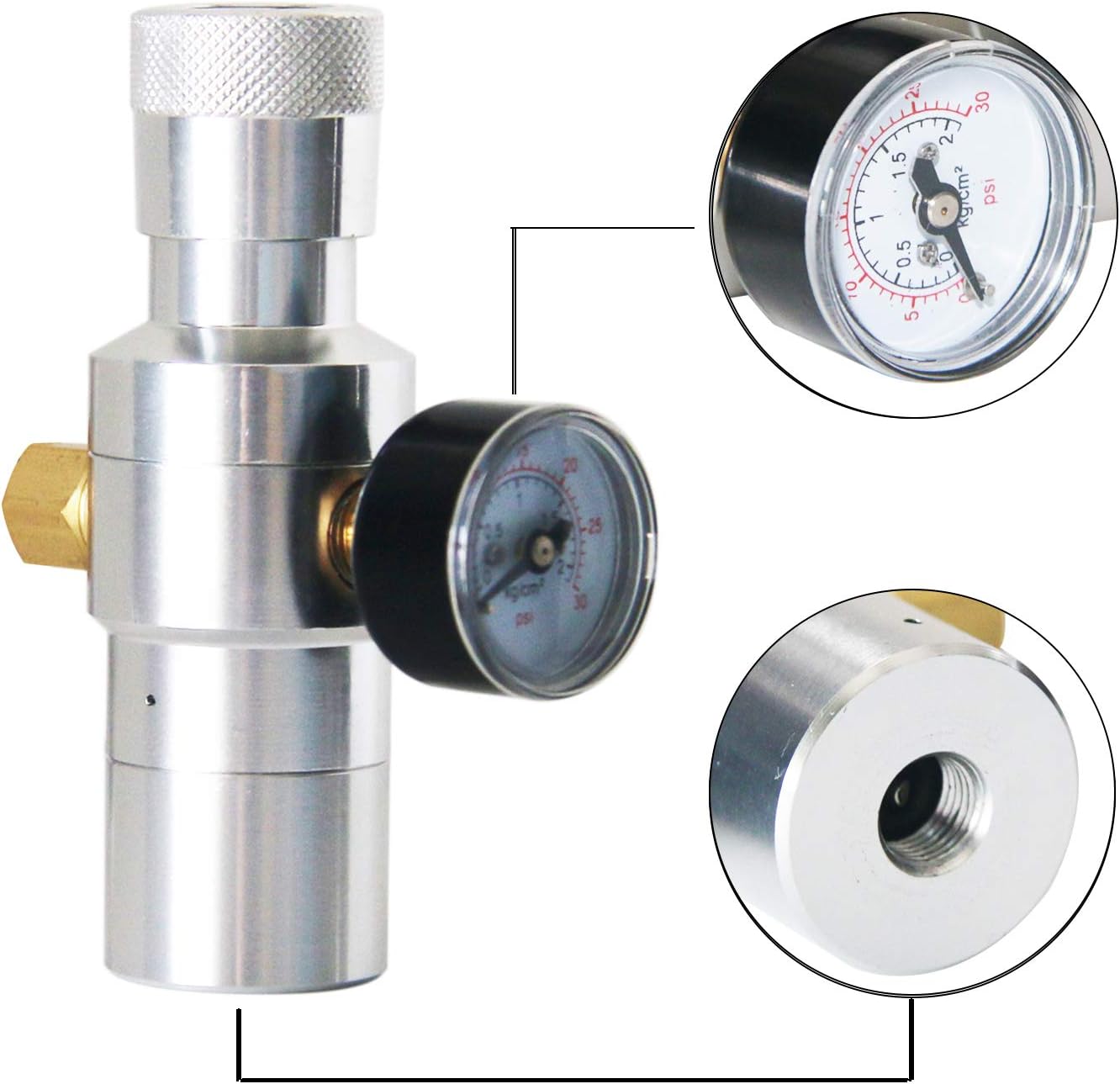 CO2 Keg Charger CO2 Regulator, Brand PERA Includes Keg Regulator 0-30 PSI, 3/8" Thread Adapter - Image 5