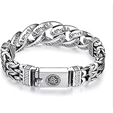 Aprifire 925 Silver Cuban Link Curb Chain Bracelet, Retro Modern Silver Plated Men's Bracelet