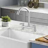 Peppermint Bridge Kitchen Tap 2 Hole Chrome 360 Swivel Spout Brass view 9