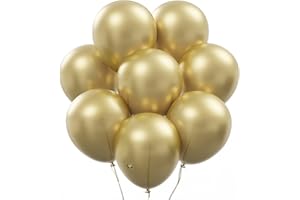 AFTERLOON® Natural Latex Balloons 24 pcs Gold 10 Inch, Matte Color Thickened Extra Strong Biodegradable Helium Float, Multico