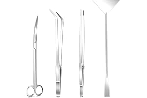 Cooclensportey Aquascape Tools - 4PCS Premium Aquascaping Tools Kit, Enduring Aquarium Tools Include Aquarium Scissors Tweezers and Algae Scraper, Terrarium Supplies for Fish Tank