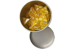 Menolana 25x Acrylic Polyhedral Dice 4 Sided Dice Entertainment Toy with Iron Box with White Numbers for Family Gatherings Ho