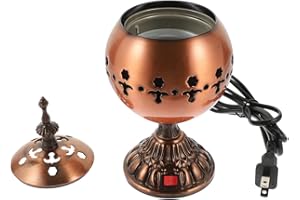 Cabilock Electric Incense Burner - Metal Incense Censer Stove, Middle Eastern Style Tabletop Aroma Electric Censer, for Home 