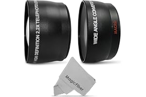 GOJA 52MM Vivitar 2.2x Telephoto and 0.43X Wide Angle High Definition w/ Macro Portion Lenses for NIKON DSLR (D5200 D5100 D5000 D3300 D3200 D3100 D3000) + Premium MagicFiber Microfiber Lens Cleaning Cloth