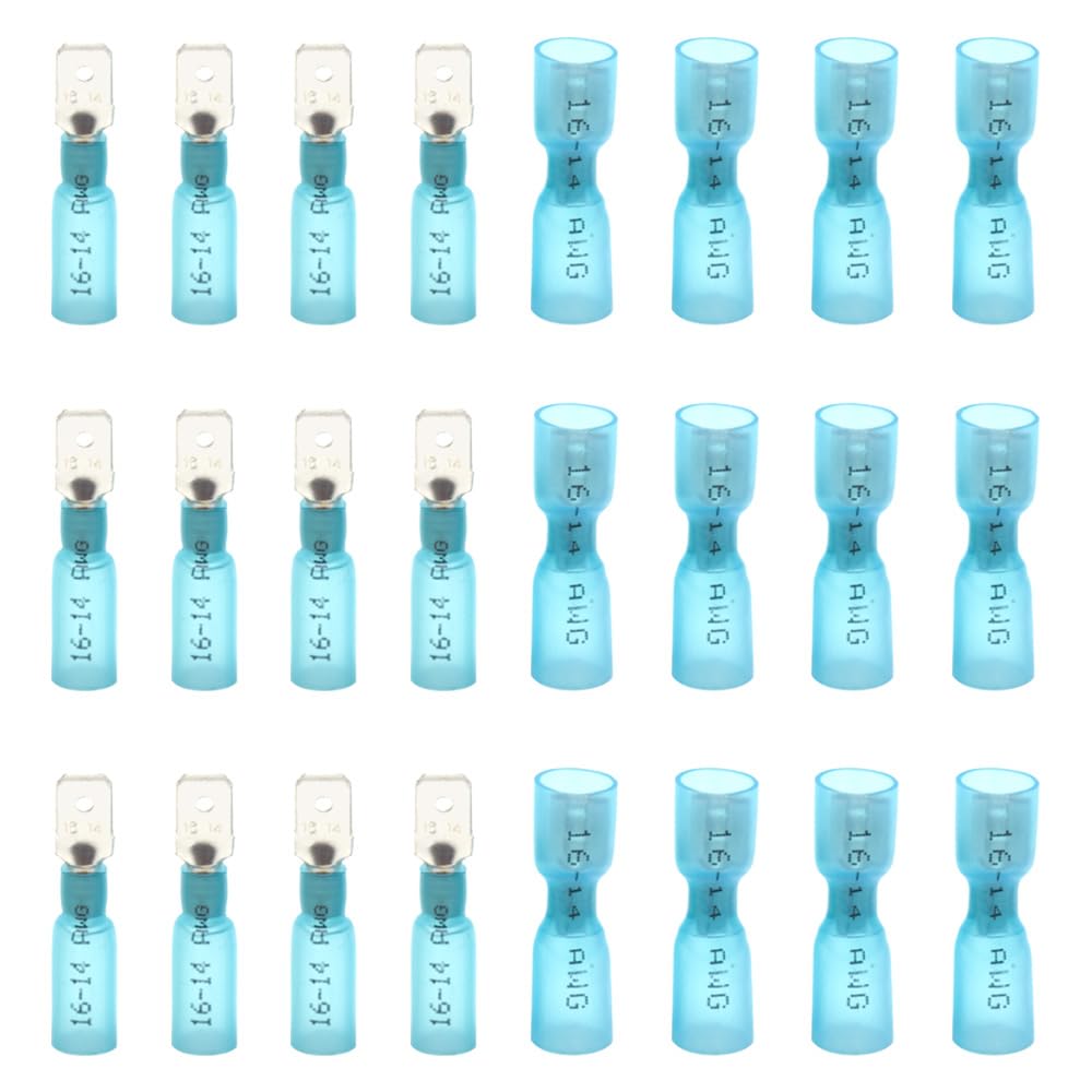 CEEYSEE 100Pcs Heat Shrink Female Male Spade Connectors Insulated Electrical Wire Crimp Connectors Terminal（RSL)