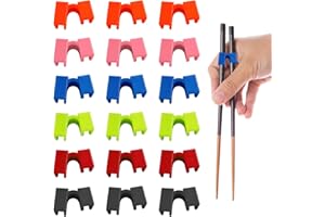 WELANE Chopstick Helpers, 18 PCS Plastic Training Chopstick Connector Holder for Beginner, Trainer and Learner (6 Colors)