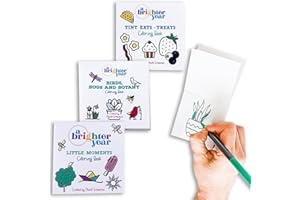 A Brighter Year The Original Adult Mini Coloring Book - 3-Piece Variety Pack- 3” x 3” Pocket Size, 50 Pages, Lay Flat Binding, Thick Paper, No Bleeding - Stress & Anxiety Relief, Gift& Travel