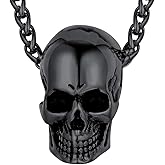 FaithHeart Skull Necklace, Punk Skeleton Pendant, Stainless Steel Cool Gothic Skull Jewelry Customizable with Gift Packaging
