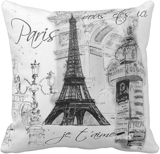 Amazon Com Emvency Throw Pillow Cover Vintage French Paris Eiffel