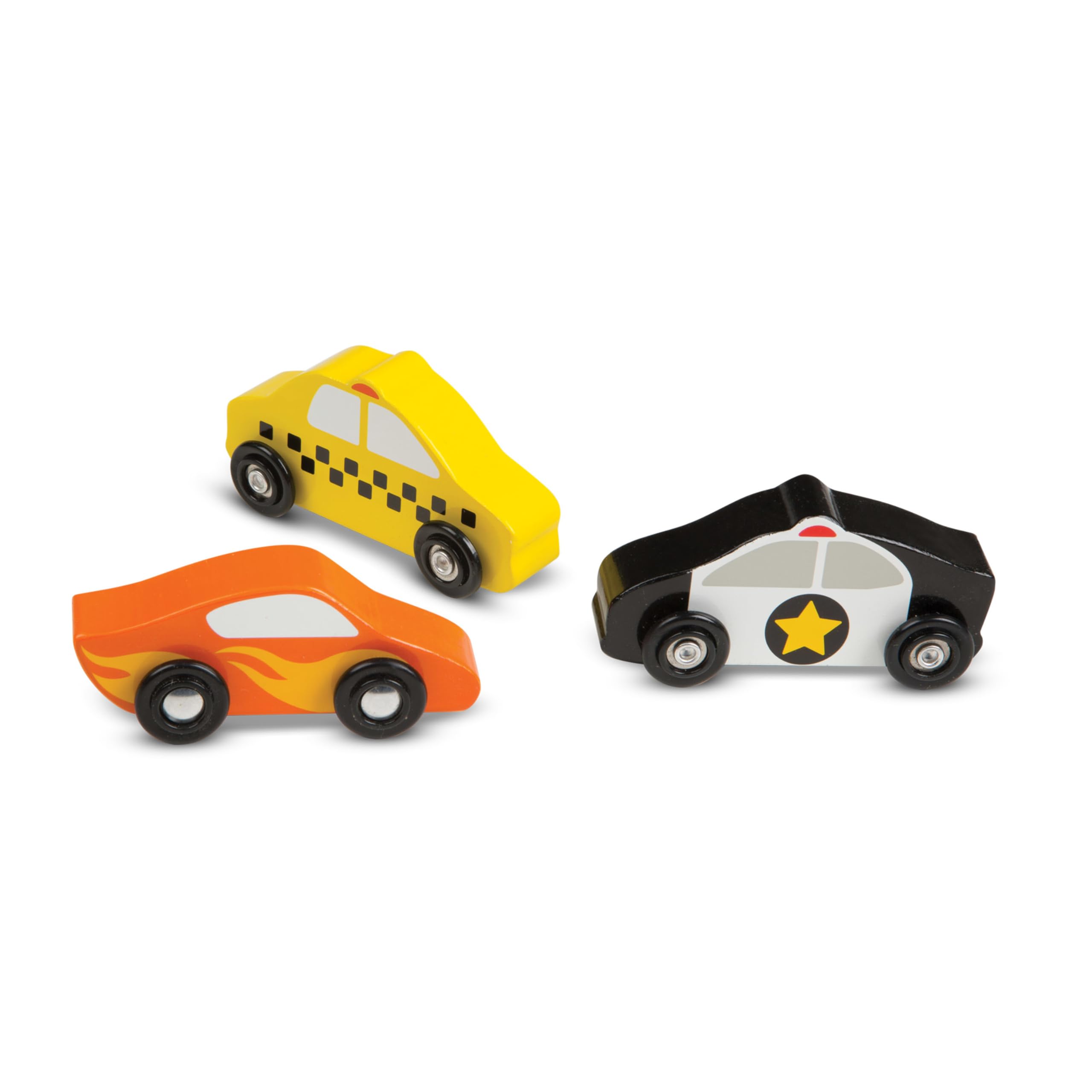 Melissa & Doug Wooden Cars Vehicle Set in Wooden Tray