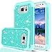 LeYi for Galaxy S6 Active Glitter Case with Tempered Glass Screen Protector [2 Pack], Cute Girls Women Dual Layer Protective Phone Case for Samsung Galaxy S6 Active SM-G890 Mint (Not Fit Galaxy S6)
