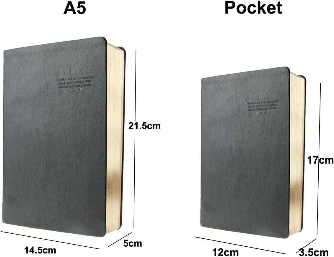 LY Soft Faux Leather Thick 480 Pages Blank Notebook Daily Bible Study Notebook Diaries Well Bound Drawing Sketchbook Scriptbook Life Records (B6 - Image 5