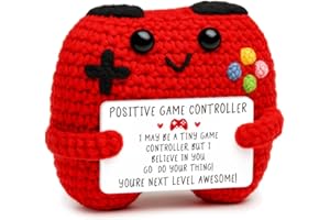 BUSY GAMING LIFE Positive Crochet Controller Gifts for Teen Girls Teen Boys Christmas, Gamer Gifts for Men Teenage Boys, Handmade Gamer Game Controller Doll for Kids Son Brother, Emotional Support Crochet Décor