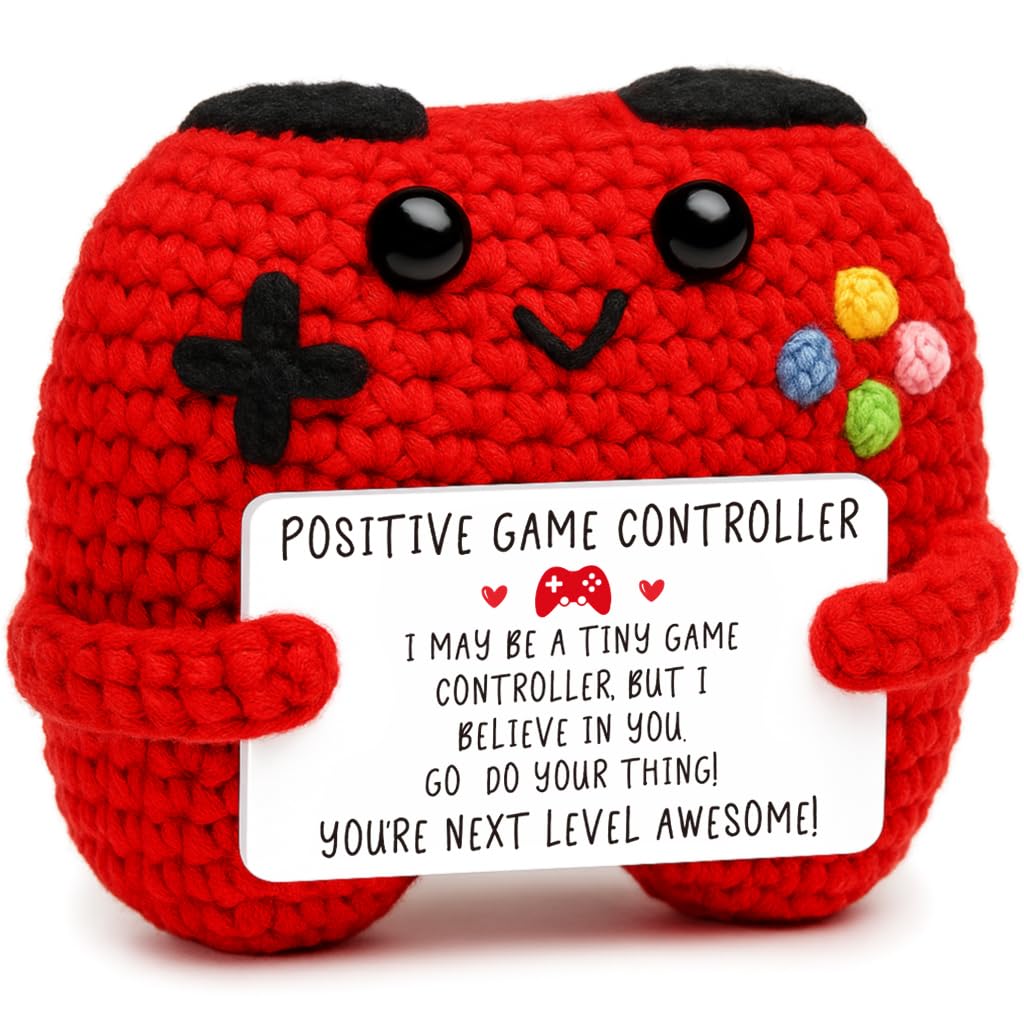Photo 1 of Positive Crochet Controller Gifts for Teen Girls Teen Boys, Gamer Gifts for Men Teenage Boys, Handmade Gamer Game Controller Doll for Kids Son Brother, Emotional Support Positive Crochet Décor