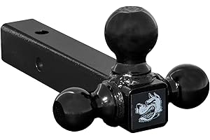 Buyers Products 1802200 Tri-Ball Hitch, Solid Shank with Black Hitch Balls, 2" Receiver Trailer Hitch, Black Powdercoat Finis