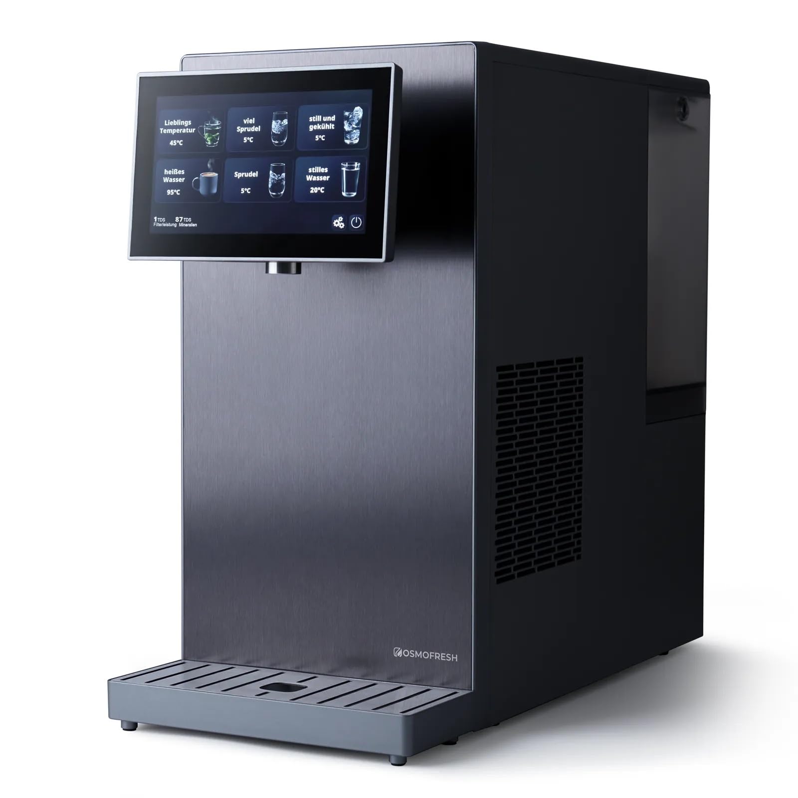 OsmoFresh Fusion Pro Auftisch Osmoseanlage | Wassersprudler|Kühlung| Keine Installation | Heißwasserspender | 7x Filterung | Mineralisierung | 3-fach UV-C | Festwasseranschluss |Abwasserverhältnis 4:1 2