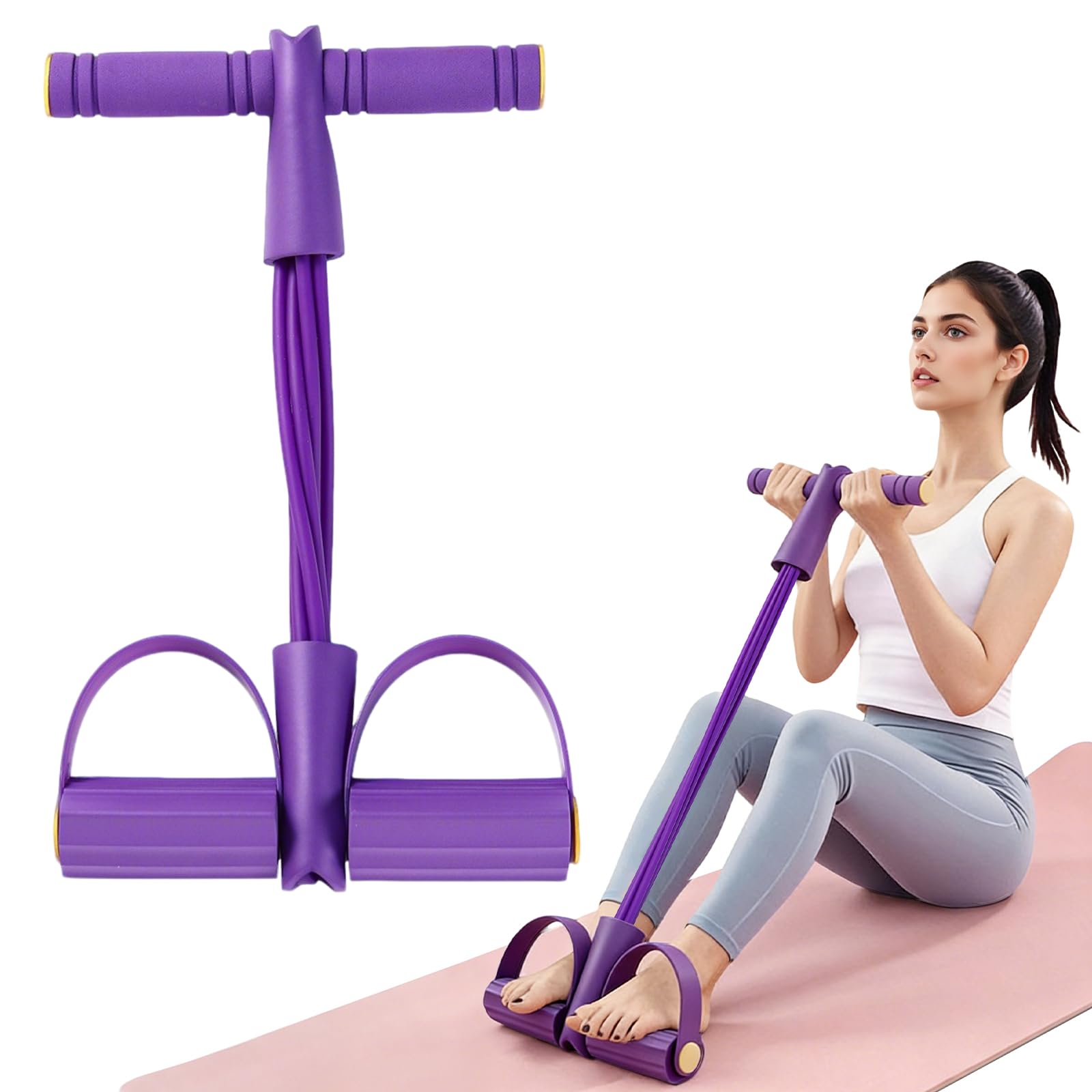 Photo 1 of Multifunctional Pedal Resistance Band, 8-Tube Stretch Band with Handle, Fitness Shaping Yoga Exercise Equipment, Natural Rubber Tension Rope, for Abdominal, Leg, Arm and Back Slimming Training