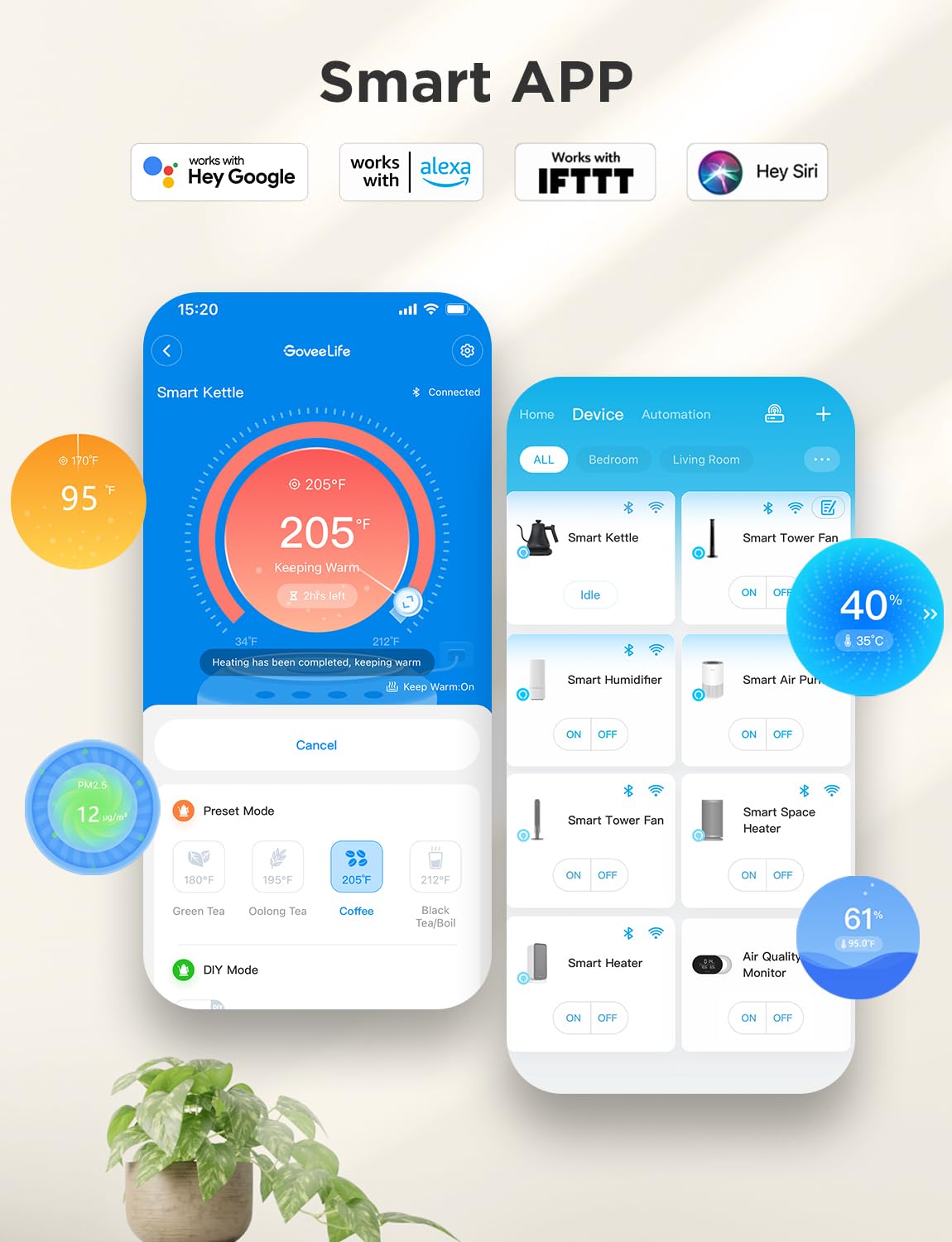 GoveeLife Hervidor eléctrico inteligente, hervidor de cuello de cisne WiFi de 0,8 L compatible con Alexa, 5 modos de uso, calentamiento rápido de 3 minutos y mantenimiento caliente de 2 horas, apagado automático por seguridad, acero inoxidable, negro mate...