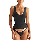 EasyGala Womens V Neck Tank Tops Sleeveless Double Lined Basic Tops Slim Fit Summer Going Out Tops Y2K Trendy Fashion