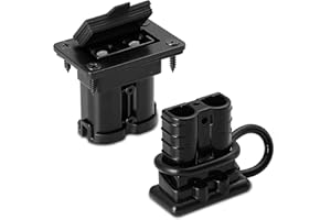 micrl Waterproof 50 Amp Battery Quick Connect/Disconnect with Mounting Panel, 6-8 Gauge Jumper Cable Plug Connector Kit for Car, Winch and Trailer (Red Grey Black) (Black)