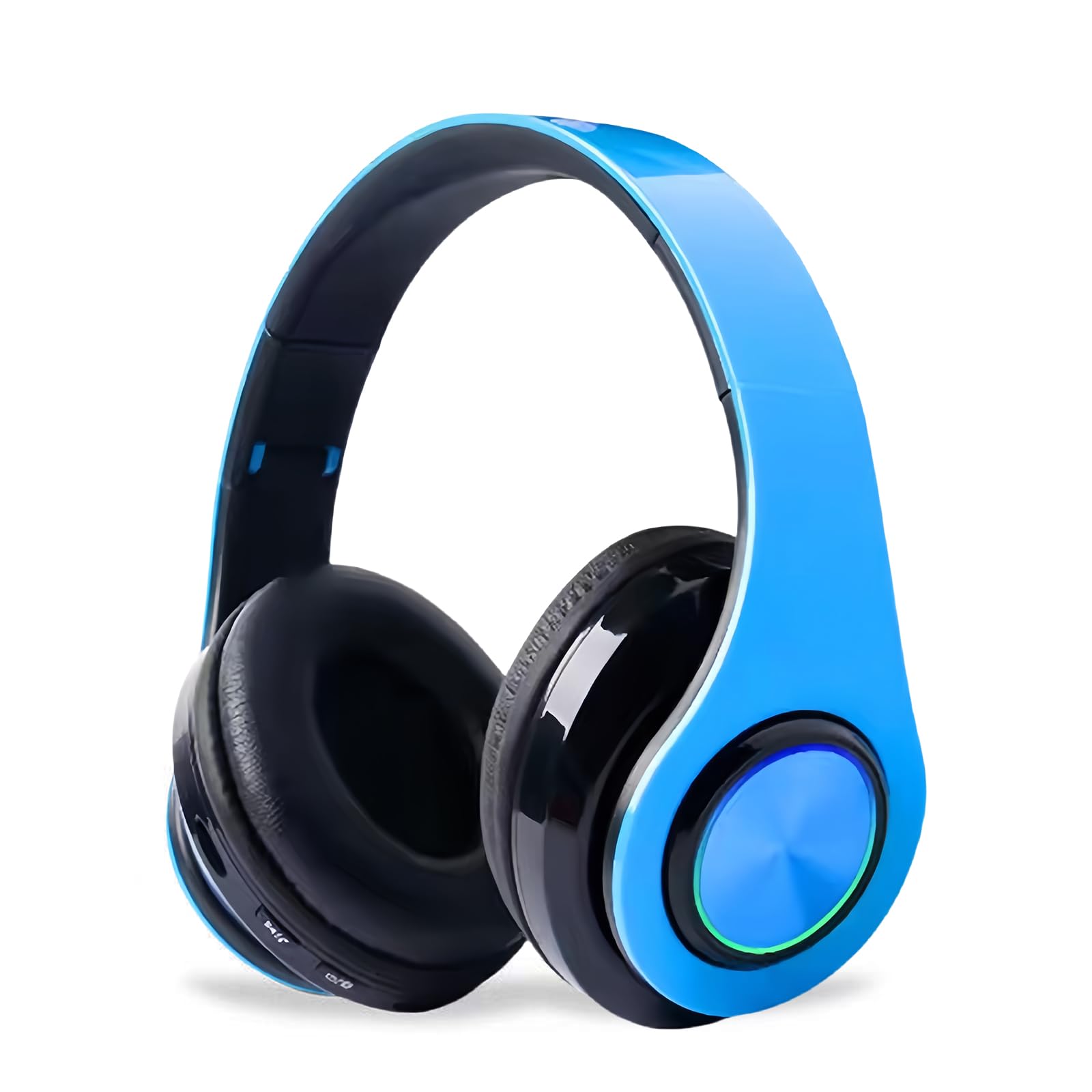 ZZOSRDR Bluetooth Headphones Over Ear, Foldable Lightweight Wireless Headset, Wireless Headphones with Built-in Mic, FM, SD/TF for Online Class, Office, PC, Phone (Blue)