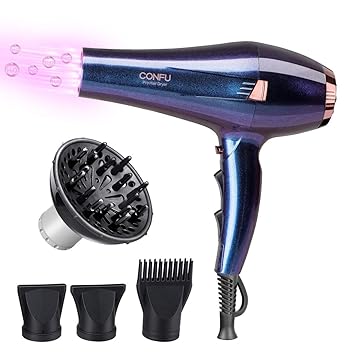 2300W Professioneller Haartrockner Föhn Ionen Technologie, CONFU Fön mit Stylingdüse Diffusor Kamm Salon Leistungsstarker Mot