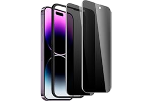 2 Pack Privacy Screen Protector for iPhone 14 Pro, 9H Hardness Double Shatterproof Anti-Spy Tempered Glass Film, Easy Install