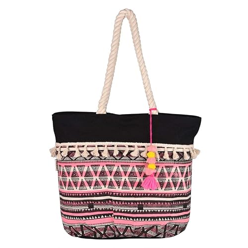 Pick Pocket Multi Coloured Pink Large Tote Bag For Womens