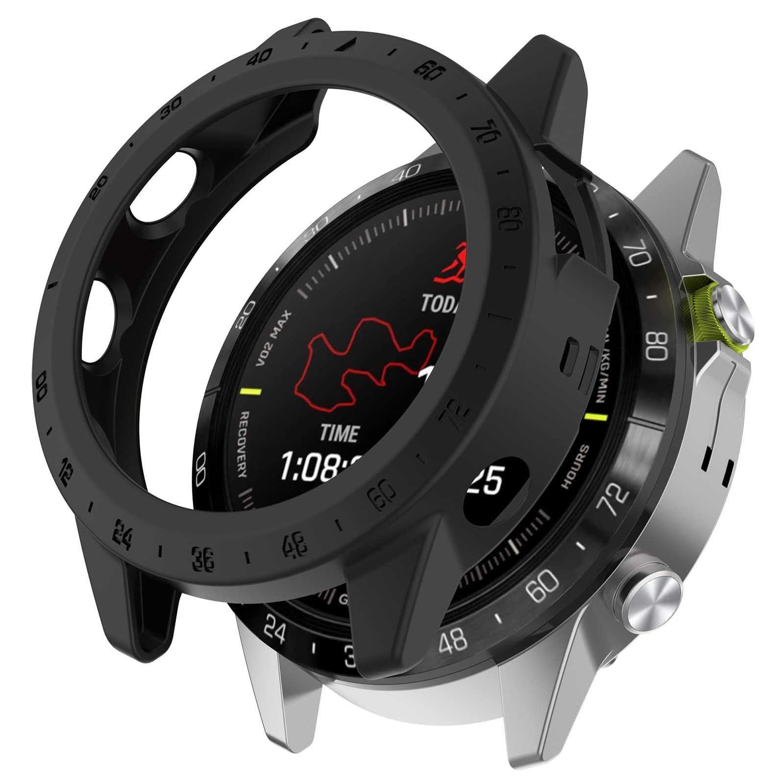 AISPORTS 2 PCS Compatible for Garmin MARQ Gen 2 Athlete/Captain/Golfer/Aviator Case, Soft TPU Silicone Edge Rugged Shockproof Bumper Case Frame Armor Watch Case Protective Case Cover for Garmin MARQ 2