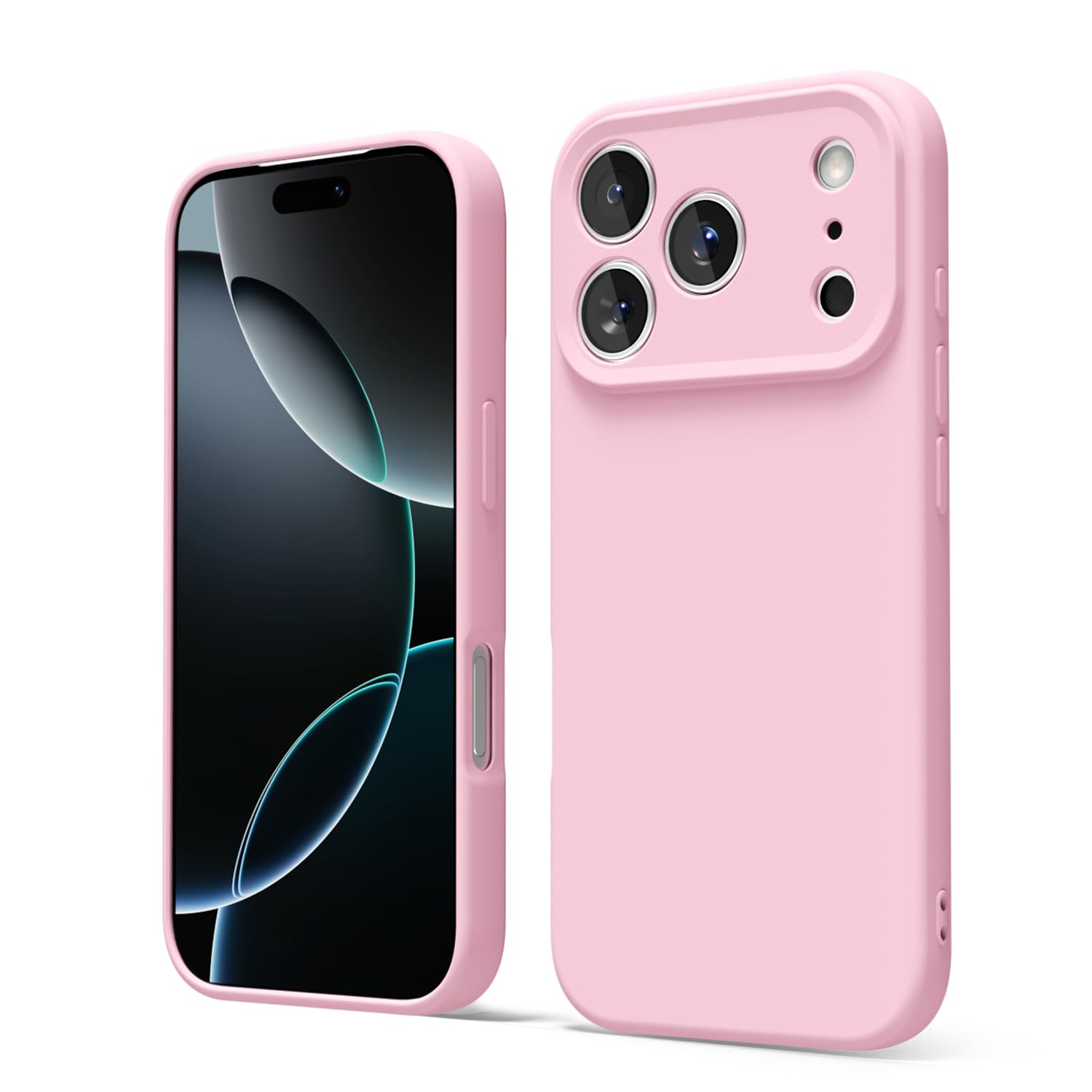 Photo 1 of oakxco for iPhone 17 Pro Phone Case Liquid Silicone, Cute Thin Slim Grip Soft Rubber Gel for Women Men, Smooth Matte TPU Plain Solid Color Girly Simple Case with Camera Cover Protection, Light Pink