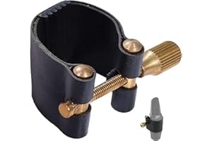 DIVSEA Alto Sax Ligature Artificial Leather Alto Saxophone Mouthpiece - Buckle Compact Durable Black