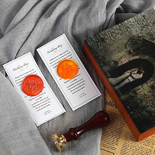 Wax Seal Stamp Set, 4 Pieces Vintage Christmas Santa Wax Seal kit Including Plant Series Brass Head and Wooden Handle with Gift Box. (for Letters and envelopes Stationary(Botany Pattern Suit))