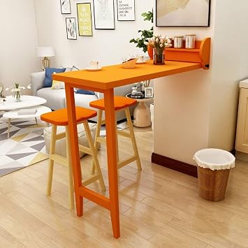 Afdk Solid Wood Folding Table Wall Mounted Drop Leaf Dining Table Convertible Desk Foldable Children Desk Orange Amazon Co Uk Diy Tools