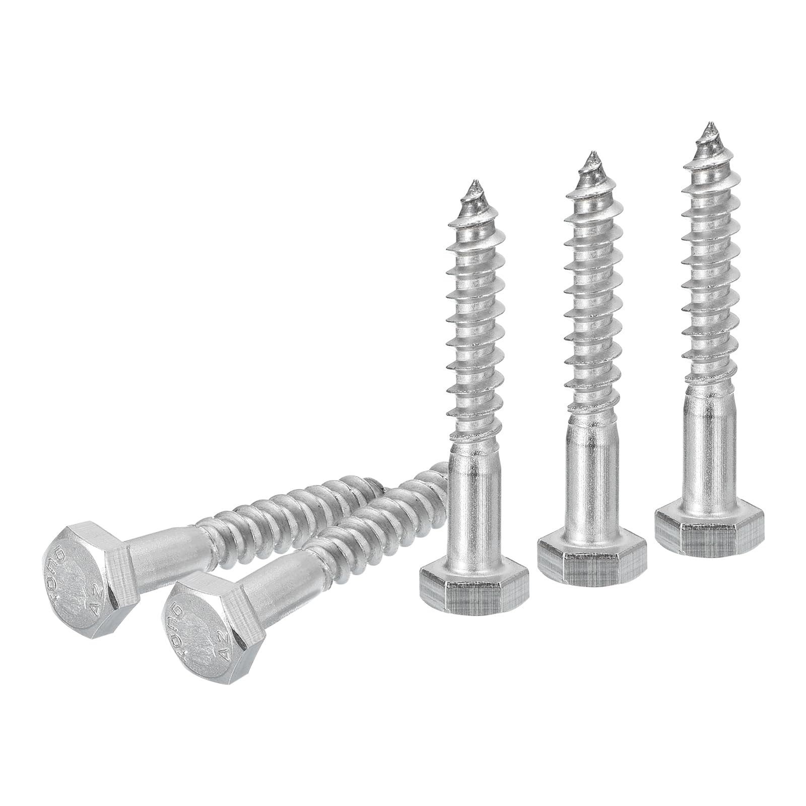 DTGN M6x40mm Hex Lag Bolts -20 Pack - for Woodworking, Furniture - 304 Stainless Steel Partial Thread Hexagon Head Lag Screws for Wood - Silver