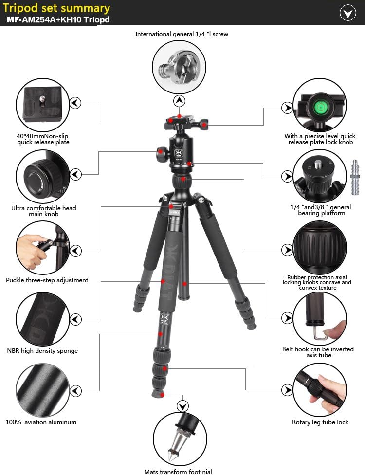 DIAT 59" Tripod n Monopod with Ball Head Foldable extendable Video Stand for All Cameras