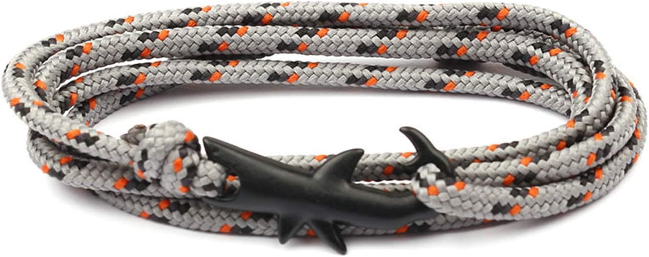 Nylon Rope Fashion Bracelet, Black Shark Clasp Charm Jewelry for Men and Women