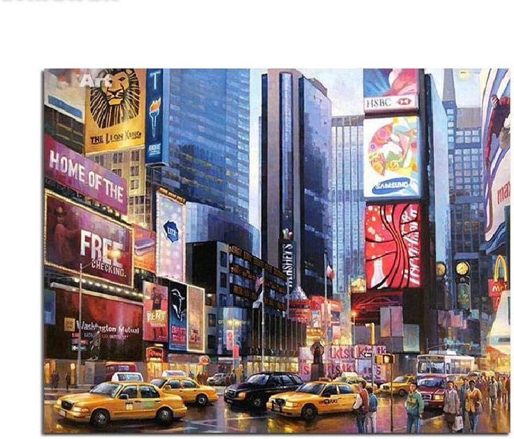 Classic Jigsaw Puzzle 1500 Pieces Adult Puzzle Wooden Puzzle New York Street by Hand a Busy Day Home Decoration Landscape Wall Art Decor Modern Art Home Decor Unique Gift Creative Craft 75X50Cm