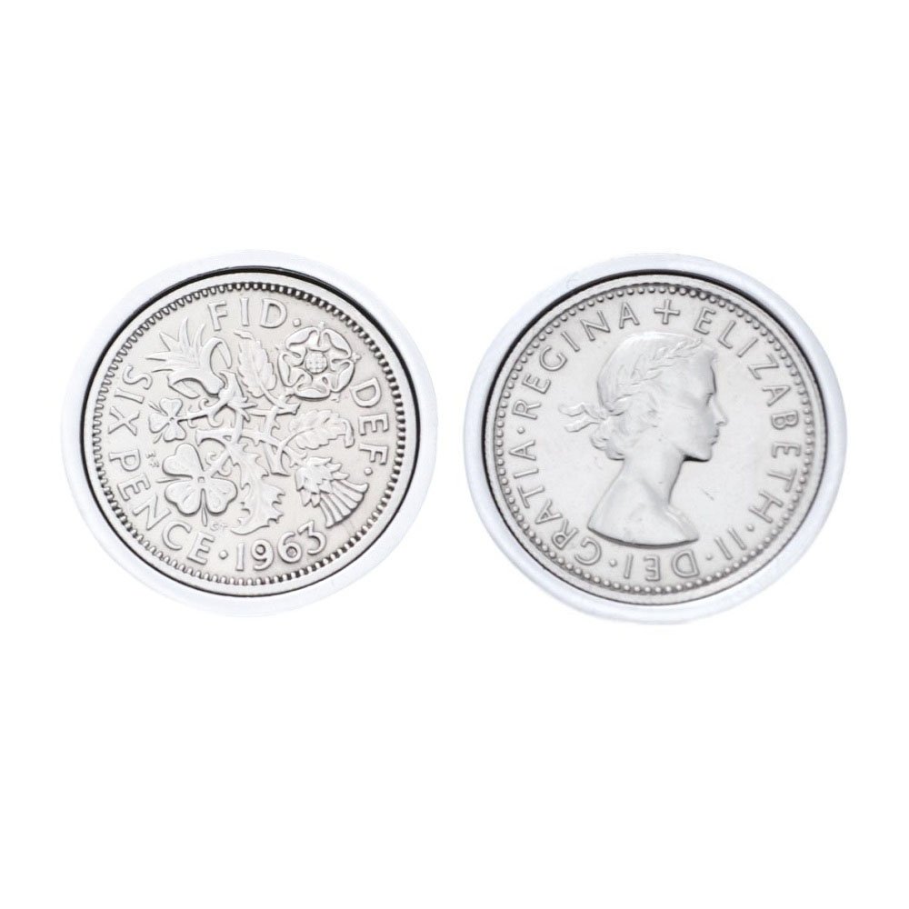 Polished Sixpence Cufflinks | 1963 Anniversary 1963 Coins 63rd Birthday