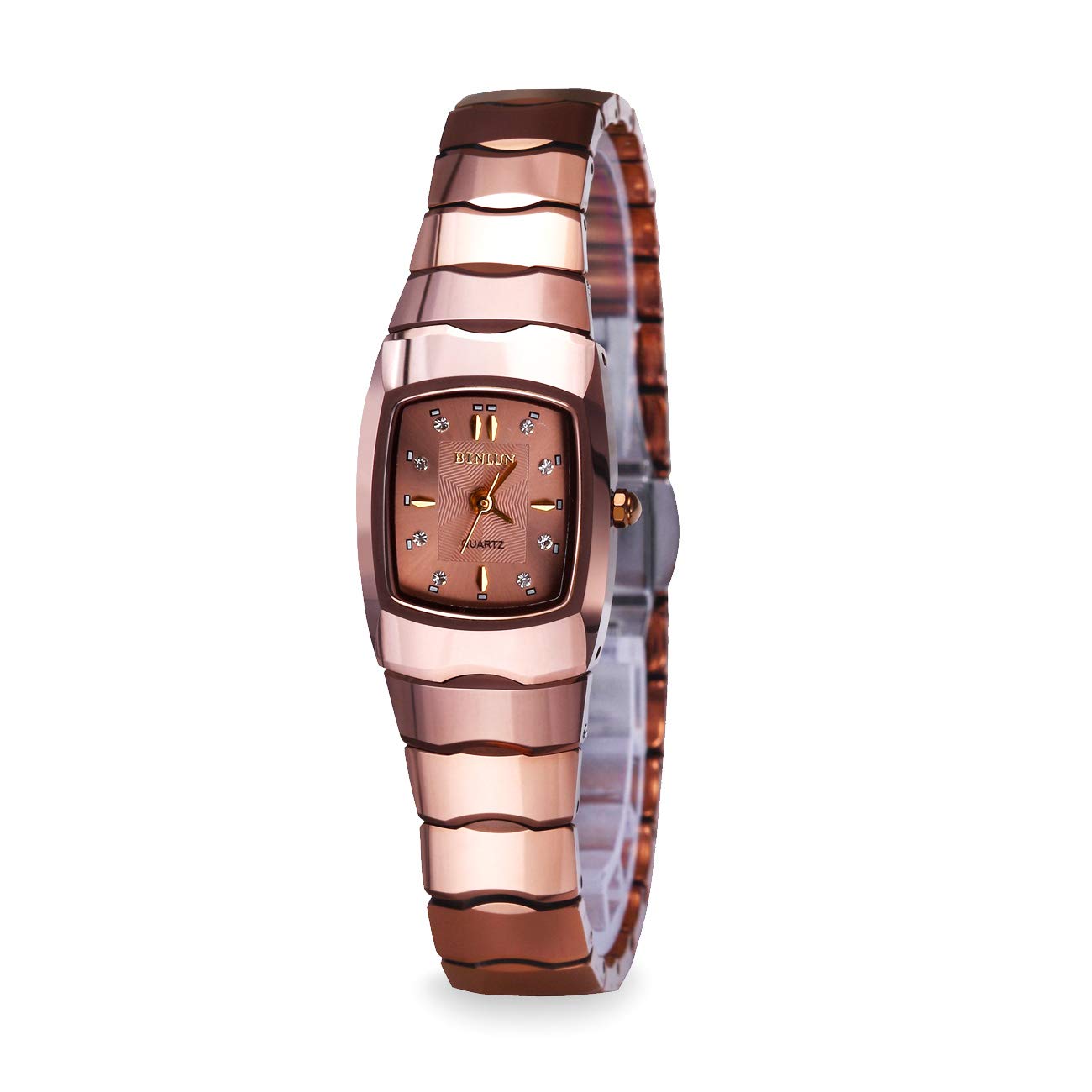 Amazon.com: BINLUN Women's Rose Red Vintage Tungsten Steel Watch with  Rectangle Case-Champagne: Watches