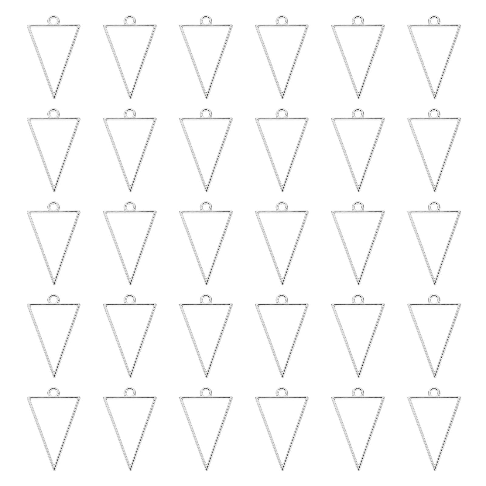 PATIKIL 30pcs Open Bezels, Silver Tone Alloy Pendants, Triangle, Resin Making, Clothing, Accessories, Home Decor — image 1