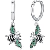 Bee Earrings For Women 925 Sterling Silver Turquoise Honey Bee Hoop Earrings Jewelry Animal Earrings Gifts