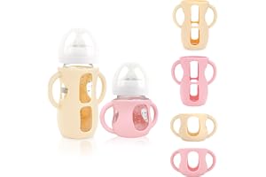 4-Pack Silicone Sleeves for Philips Avent Glass Bottles, BPA-Free Drop-Resistant Baby Bottle Sleeves with Handles, Compatible with Philips Avent Natural Glass Baby Bottles