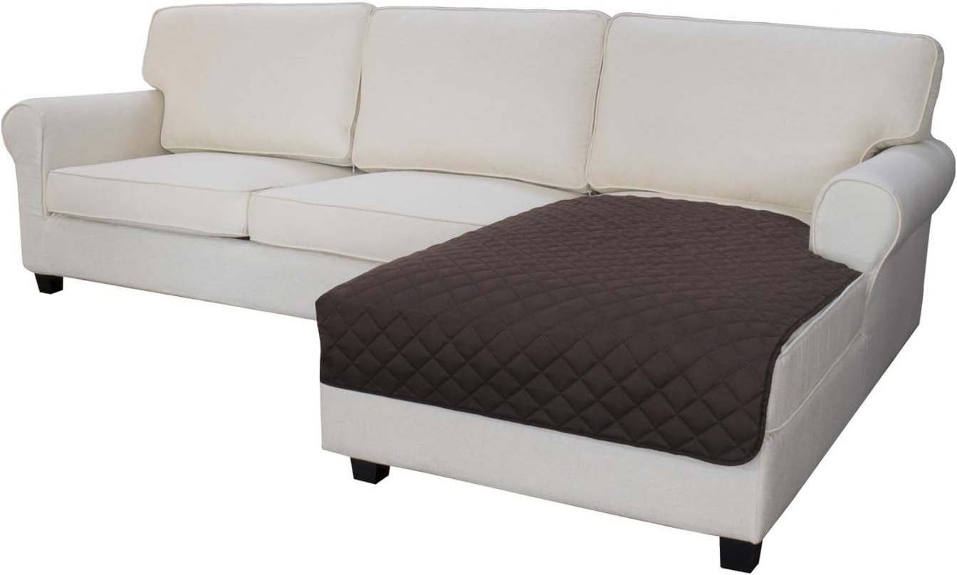 Easy-Going Sofa Slipcover L Shape Sectional Couch Cover 42 x 52 inches Rectangular Chaise Lounge Cover Reversible Sofa Cover Furniture Protector for Pets Kids Children Dog Cat(Chocolate/Chocolate)