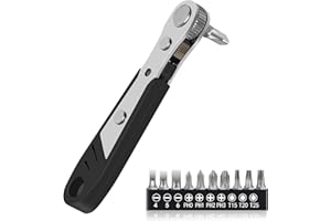 EAMIFARU 10-In-1 Angled Ratchet Screwdriver Set，90 Degree Right Angle, Angled and Offset Screwdrivers for Tight Spaces. Practical, Multifunctional, Professional Mini Ratchet Set