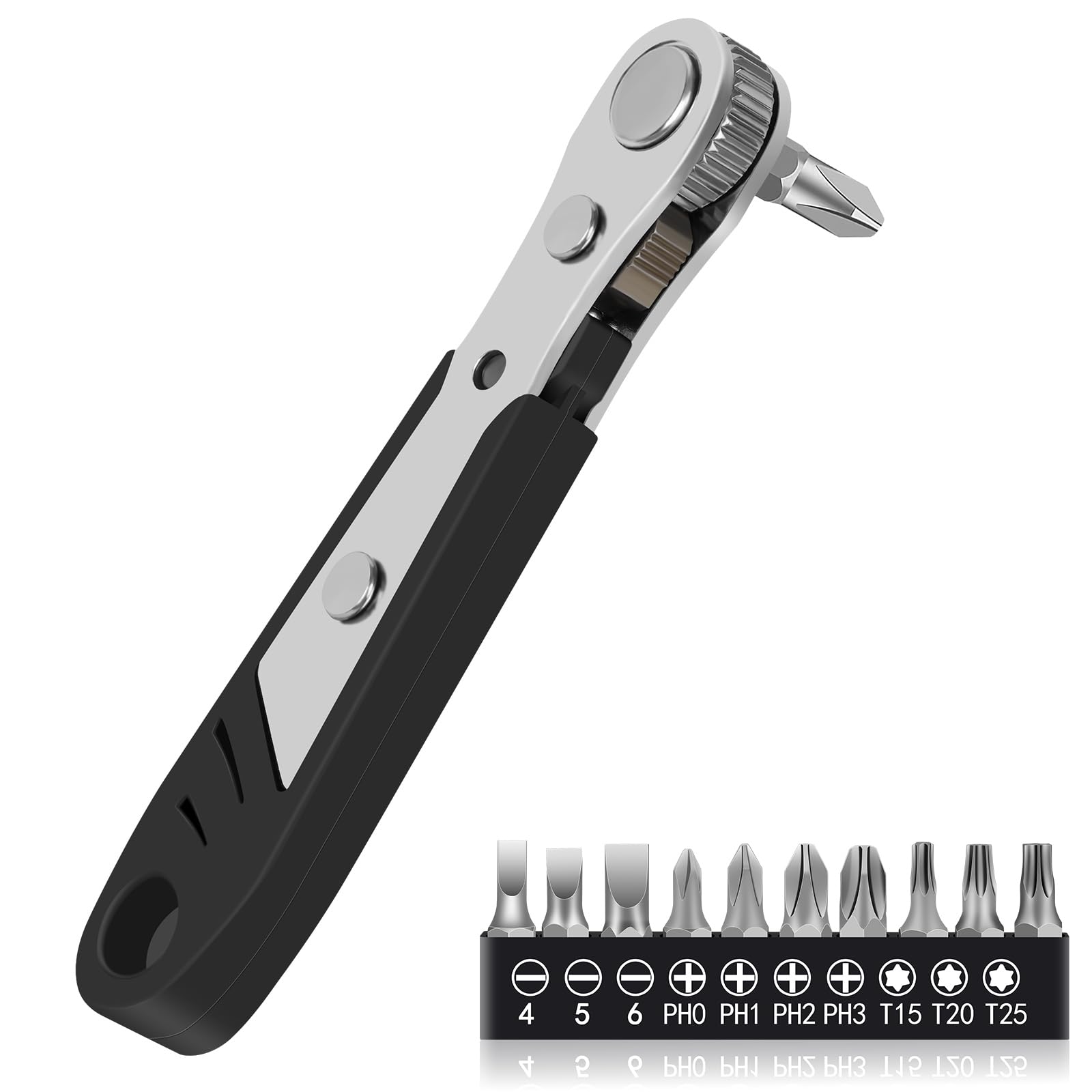Photo 1 of EAMIFARU 10-In-1 Angled Ratchet Screwdriver Set?90 Degree Right Angle, Angled and Offset Screwdrivers for Tight Spaces. Practical, Multifunctional, Professional Mini Ratchet Set