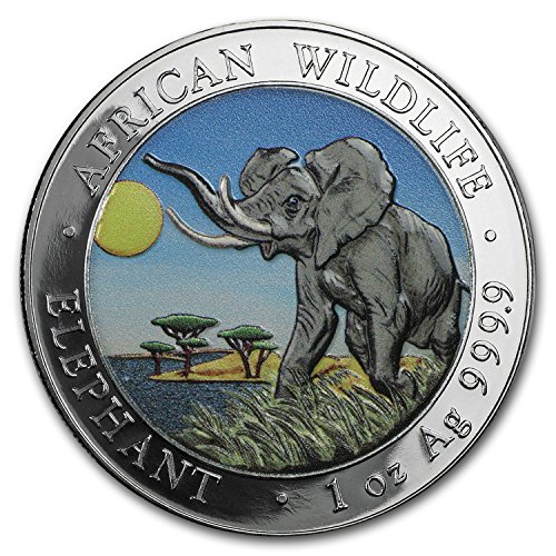 2016 DE Somalia 1 oz Silver Elephant (Colorized)