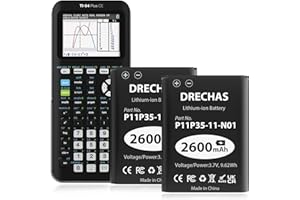 DRECHAS 2 Pack Replacement Battery for Texas Instruments TI-84 Plus CE, TI Nspire CX II, TI Nspire CX CAS II, Part No 3.7L1200SPA, 2024 New Upgraded P11P35-11-N01 Battery [3.7V 2600mAh]